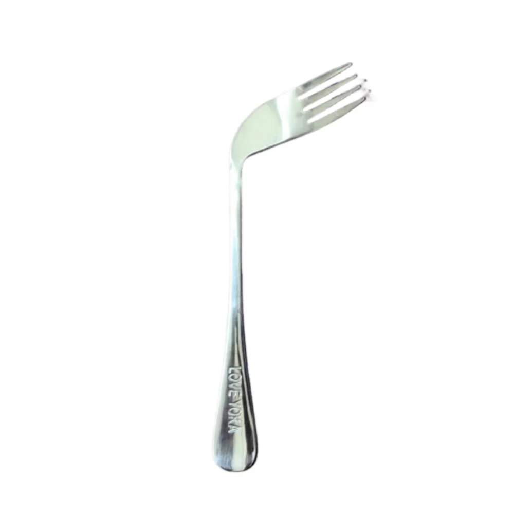 

Stainless Self Feeding Utensil Angled Elderly Patients Curved Spoon Fork Simple Lightweight Feeding Aid Tableware