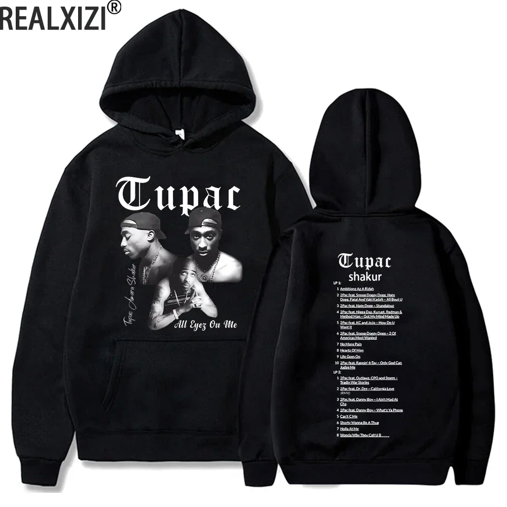 Sudaderas con capucha Tupac, sudaderas 2pac, Sudadera con capucha estampada de rapero, ropa de calle Y2k, suéter informal holgado, jersey de lana de otoño con capucha