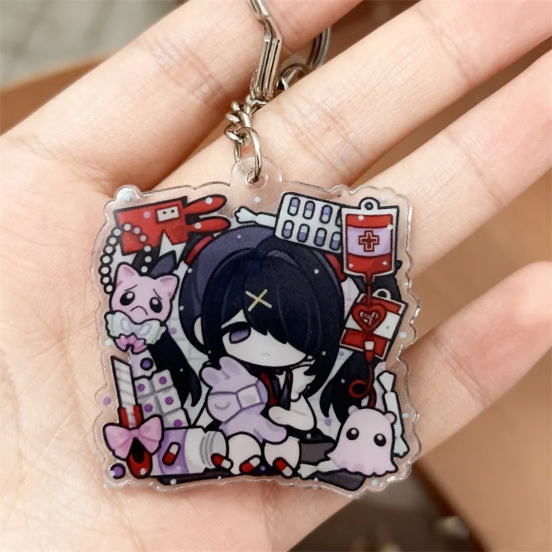 Game NEEDY GIRL OVERDOSE Ame Rain Cosplay Keychain Acrylic Ornament Key Chain Keyring Accessories Cute Prop