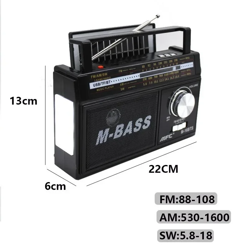 Heißer Verkauf Retro Tragbare Multiband Radio Klassische FM AM SW BT USB TF Taschenlampe Licht Integrierte Bluetooth Lautsprecher Hause MP3 Wiedergabe