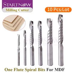 Startnow-Fresa de MDF de acero de tungsteno, enrutador CNC, broca de grabado, molino de extremo en espiral de una flauta, herramienta de corte de plástico PVC, 10 unids/lote