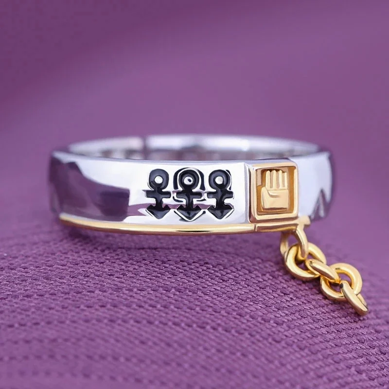 Anime JoJo Bizarre Adventure Rings Kujo Jotaro Adjustable Opening Ring Unisex Cosplay Jewelry Accessories For Friends Gift