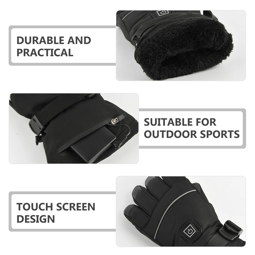 

Heated Gloves Motorcycle Ski Snowboarding Touch Screen Windproof Thermal for Men Women Camping Hiking Gloves