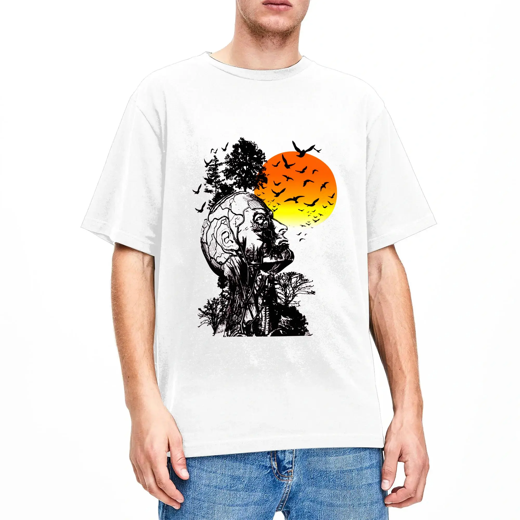 Vintage T Shirt Beach Hangover Alan Human Tree Vintage Design  Hip Hop T Shirts Hangover  Pure Cotton Tee Shirt for Men's  Tees