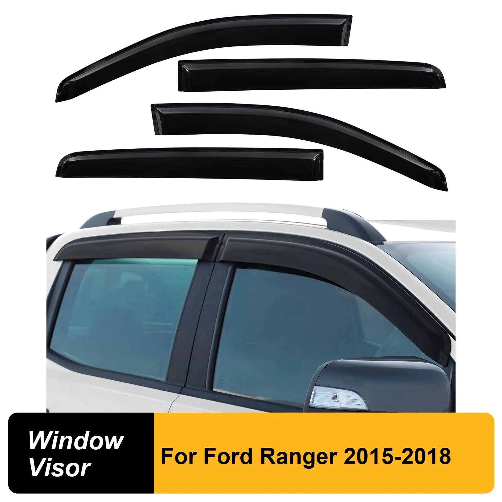 Side Window Visor Vent Deflector Weathershield for Ford Ranger T7 2015 -2018 Wildtrak XLT XLS XL Double Cabin Accessories