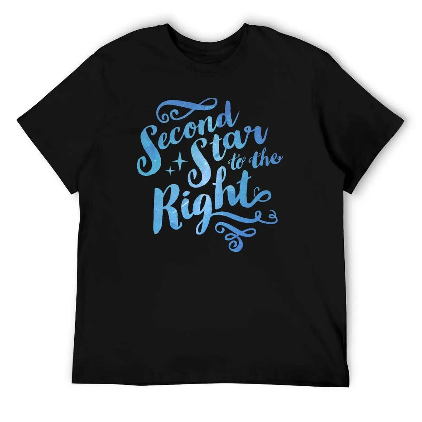 

Second Star To the Right // Pretty Star Peter Pan Typography Quote T-Shirt t shirt men 100% cotton luxury brand T-Shirt