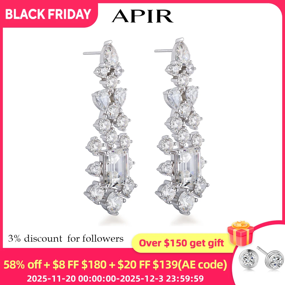 

Женские серьги-капли APIR с инкрустацией бриллиантами, сверкающие серьги-подвески с высокоуглеродистыми бриллиантами, роскошные ювелирные изделия для свадебной вечеринки