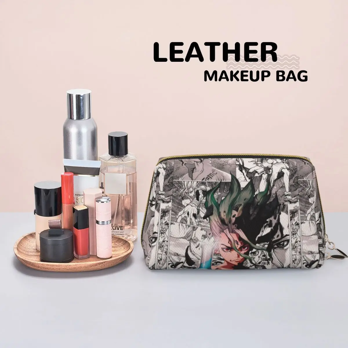 Senku Ishigami Dr Stone Apan Anime Women Cosmetic Bags Travel Makeup Organizer Pouch Toiletry Storage Dopp Kit Box