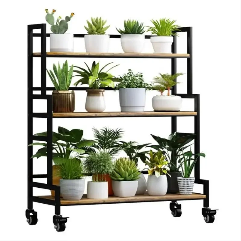 

Multi story large space plant rack, simple balcony flower rack, living room multifunctional movable flower rack for home use