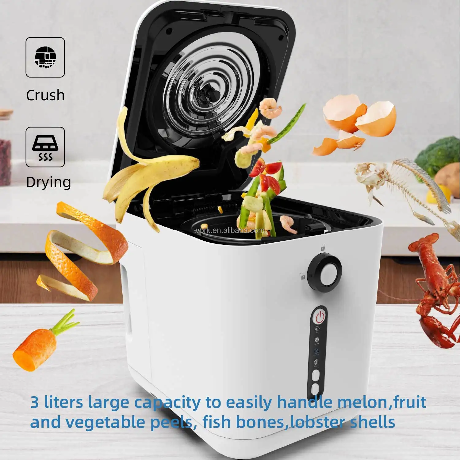 3L Electric Composter for Indoor Kitchen Smart Food Waste Recycler Turns Garbage to Compost Self-Cleaning