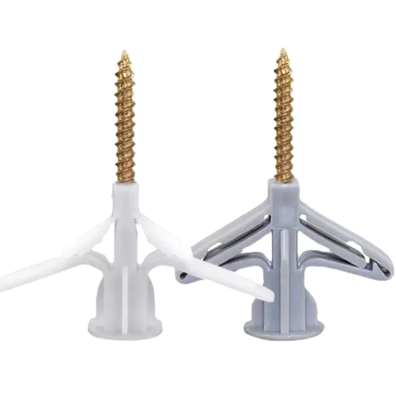 50 шт./пакет, пластиковые анкеры для полых стен, комплект анкеров для гипсокартона, расширительная труба, самосверлящие винты, расширительный винт для полых стен