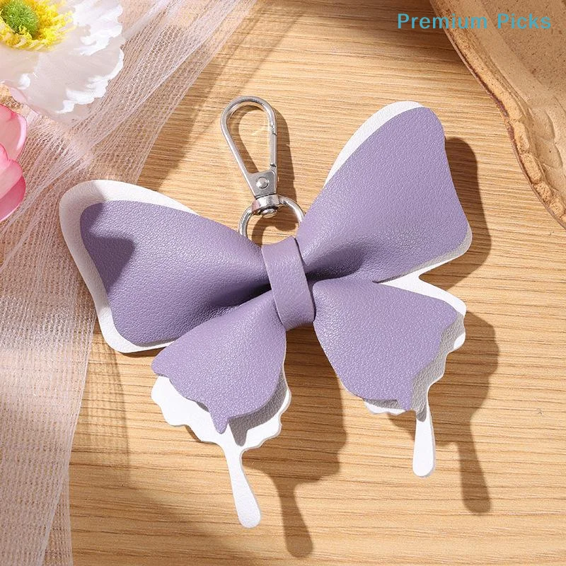 Butterfly Leather Keychain Pendant 1Pcs Handcrafted Double-Layer Wing Fashion Accessory for Backpack Car Key Graduation Gift