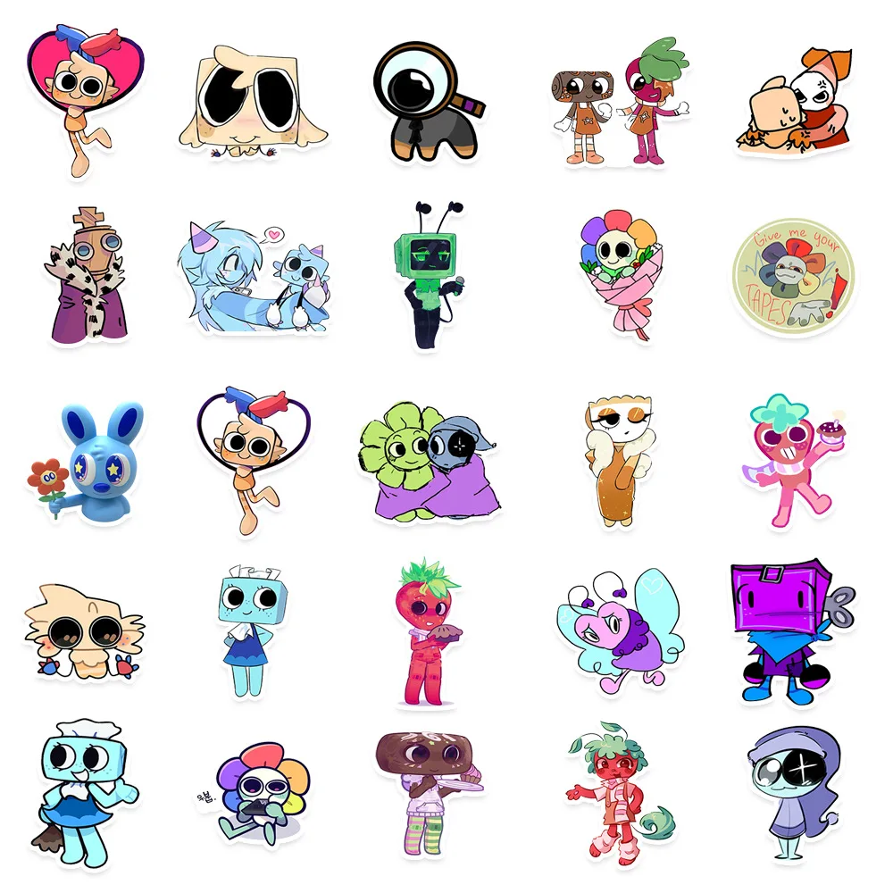 50PCS Funny Dandys World Cartoon Stickers DIY Decoration Waterproof Skateboard Notebook Luggage Laptop Phone Fridge Decals