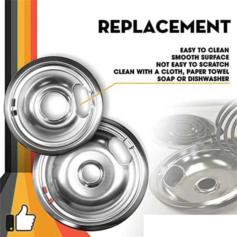 

AEA9-комплект капель, металлические кастрюли для плиты, универсальные хромированные капельные чаши, замена для кухонной помощи W10196405 и W101964