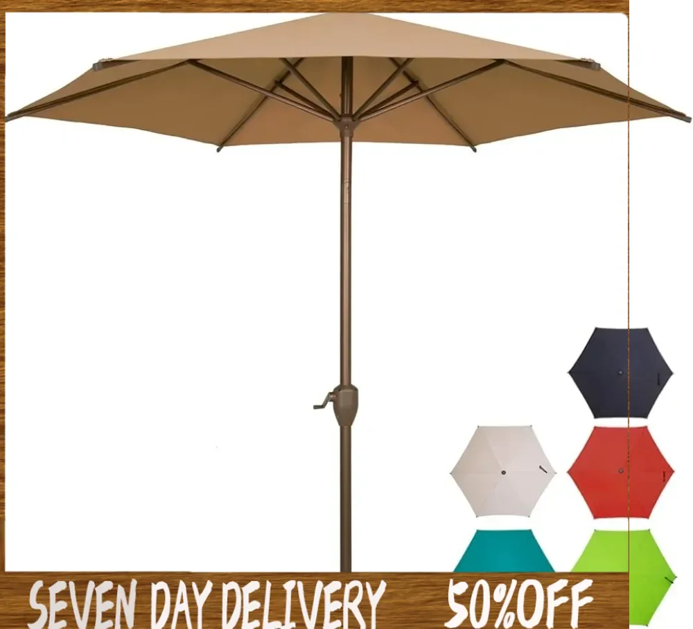 

7.5Ft Patio Umbrella Outdoor Table Umbrella with Push Button Tilt and Crank for Terrace, Backyard, Garden, Courtyard