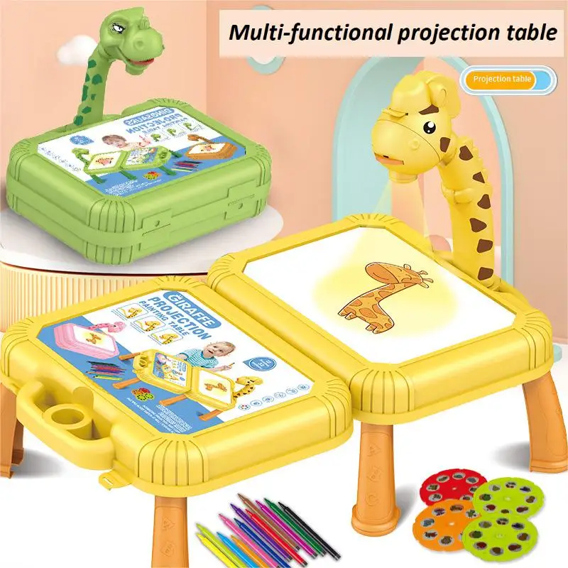 Led Projector Drawing Table Toy Paint Tools Set Table Educational Board Arts Learning Toys With Music For Children Girl Boy Gift