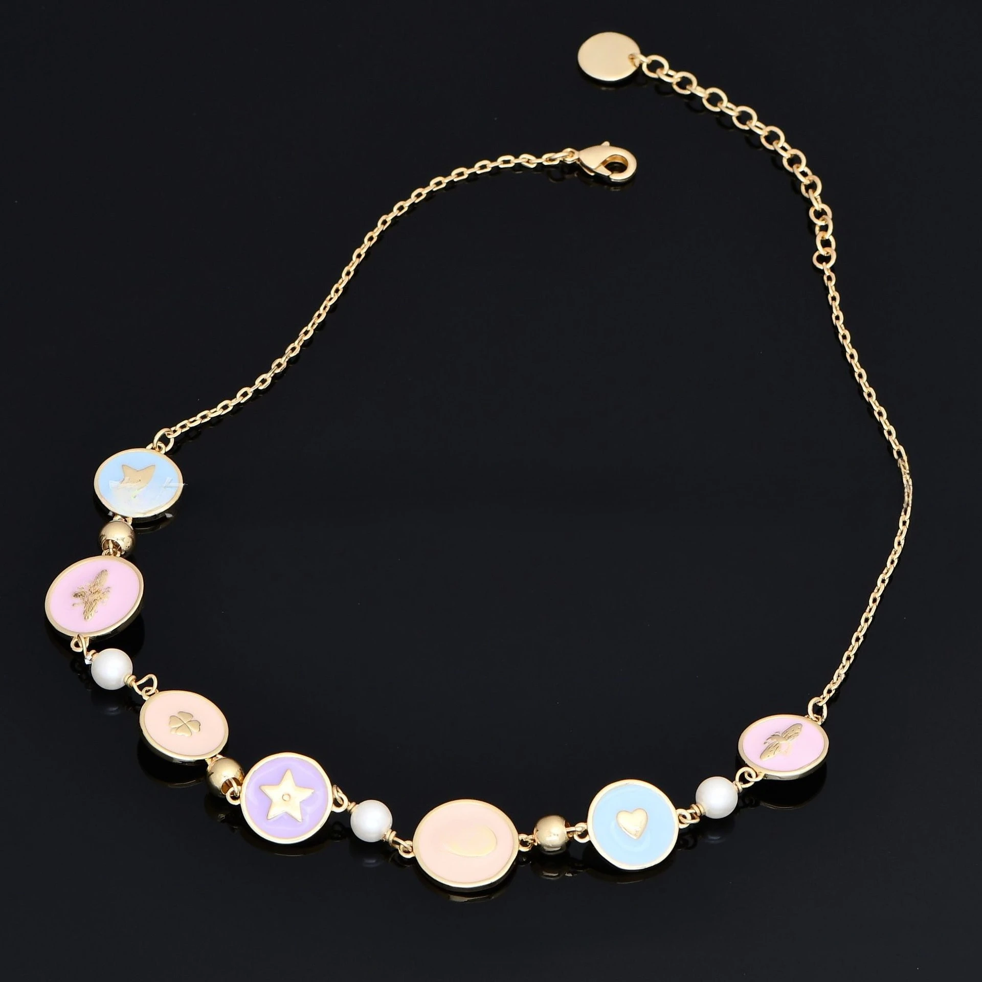 

Новое эмалированное жемчужное ожерелье, браслет с буквой, высокая версия, новые серьги-гвоздики