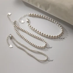 La Monada 15.5+3cm Simple Bracelets For Women Silver 925 Design Geometry Round Pearl Sterling 925 Silver Women's Bracelet