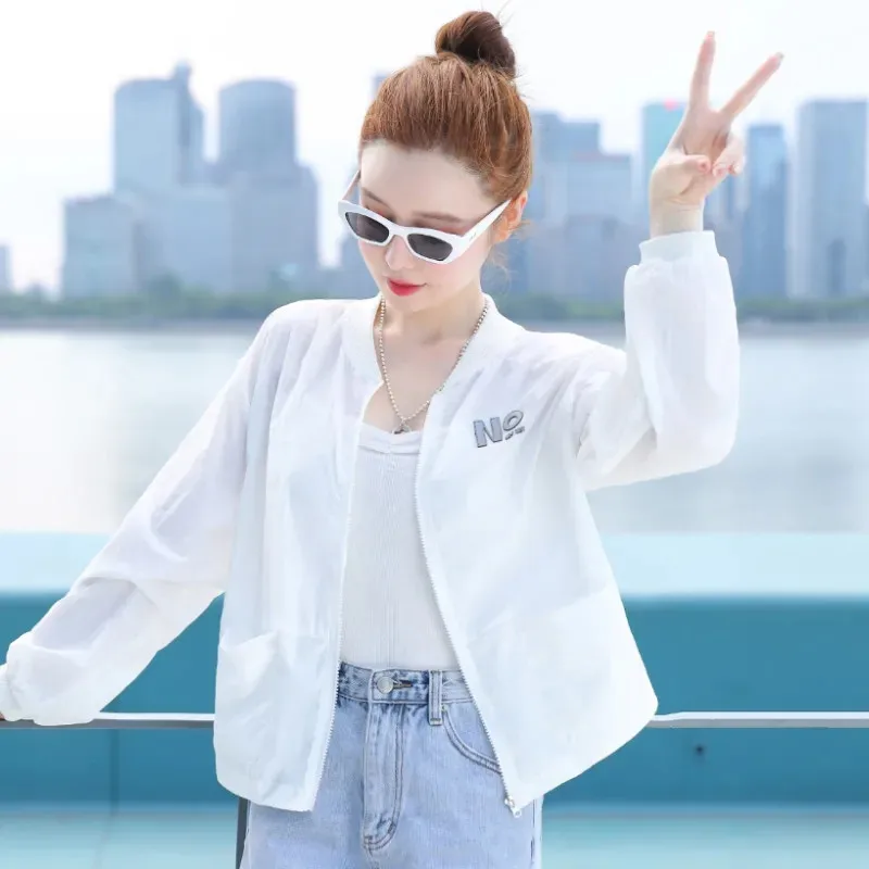 Fashion Light Thin Sun Protection Clothing For Women\'s 2024 Summer New Short Breathable Sun Protection Baseball Sports Jacket