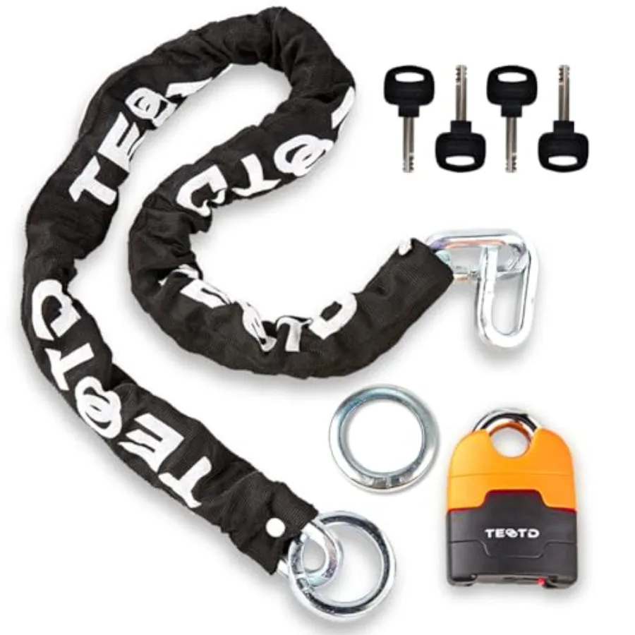 

Прочная противоугонная цепная цепь-замок для мотоцикла, 120 см (4 фута), толщина 10 мм, с ярким замком и 4 ключами, для велосипедов и скутеров