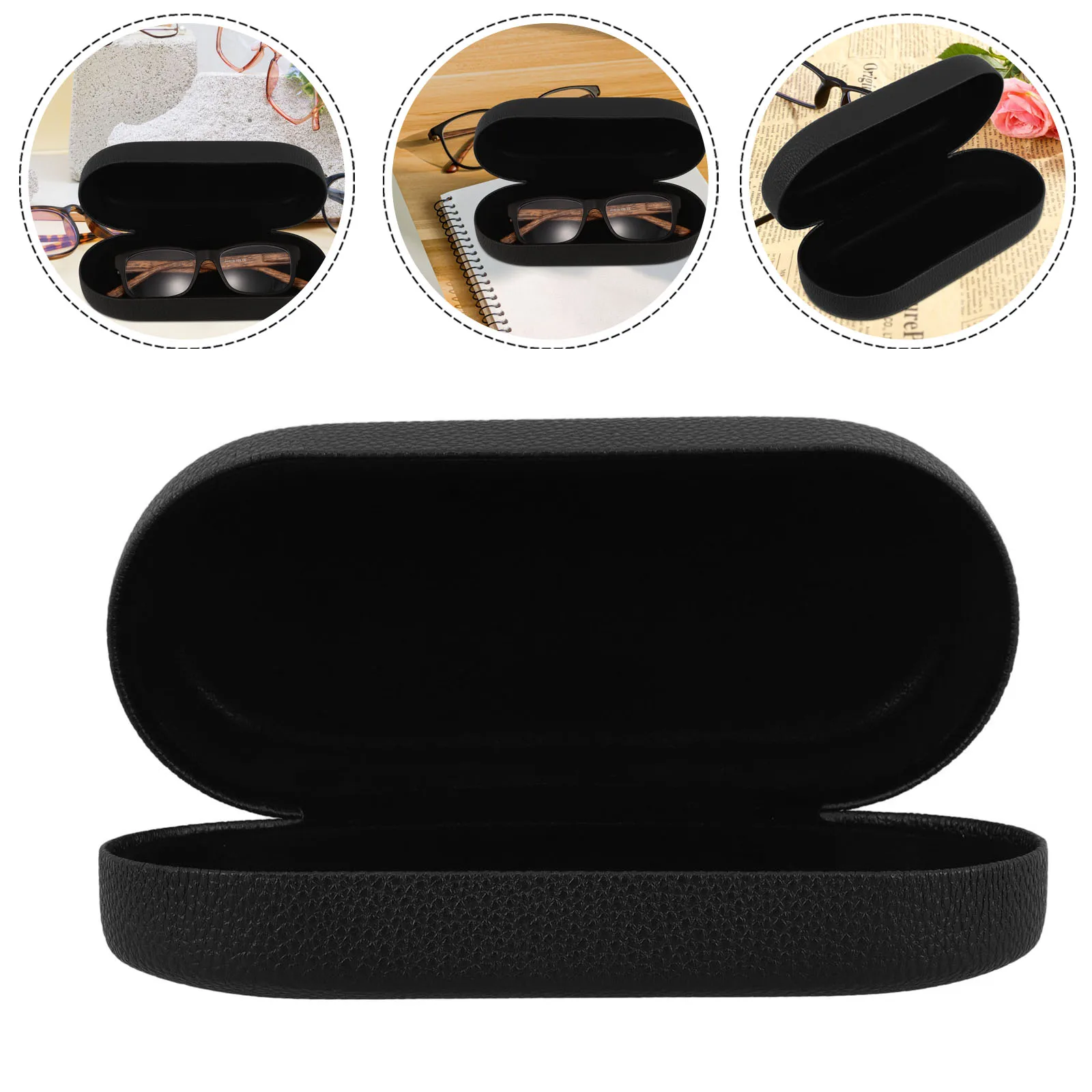 

Large Capacity Hard Shell Eyeglass Case Protective Sunglasses Organizer Goggles Pouch For Oversized Glasses Black