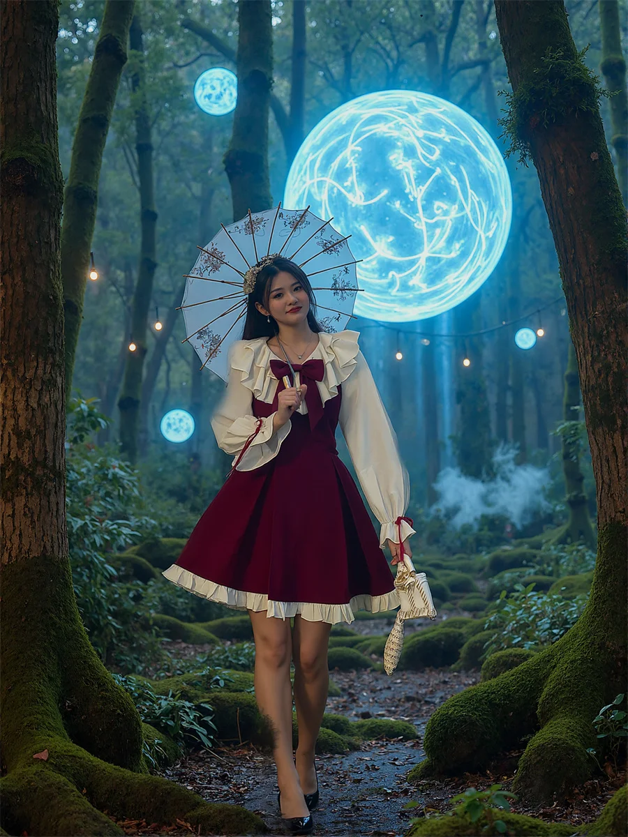 Sukienki damskie z długim rękawem, o regularnym kroju, w stylu preppy, młodzieżowe, sznurowane, abstrakcyjne, akademickie, z regulacją, estetyczne, odmładzające, kolekcja 2025.