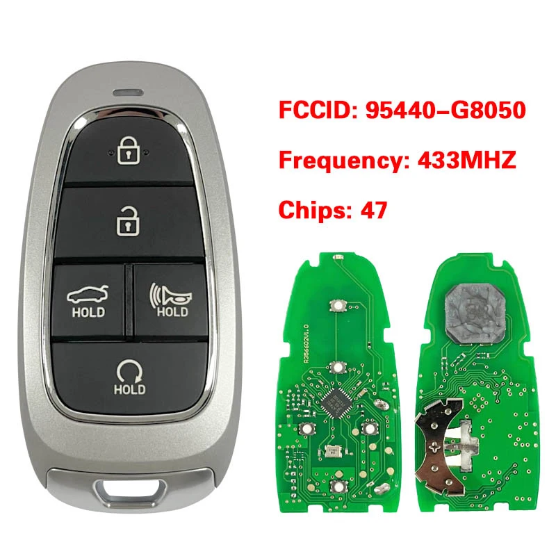 CN020255 Aftermarket 5 Button Smart Key For Hyundai Grandeur 2021 Remote 433MHz HITAG 3 Chip 95440-G8050 Keyless Go