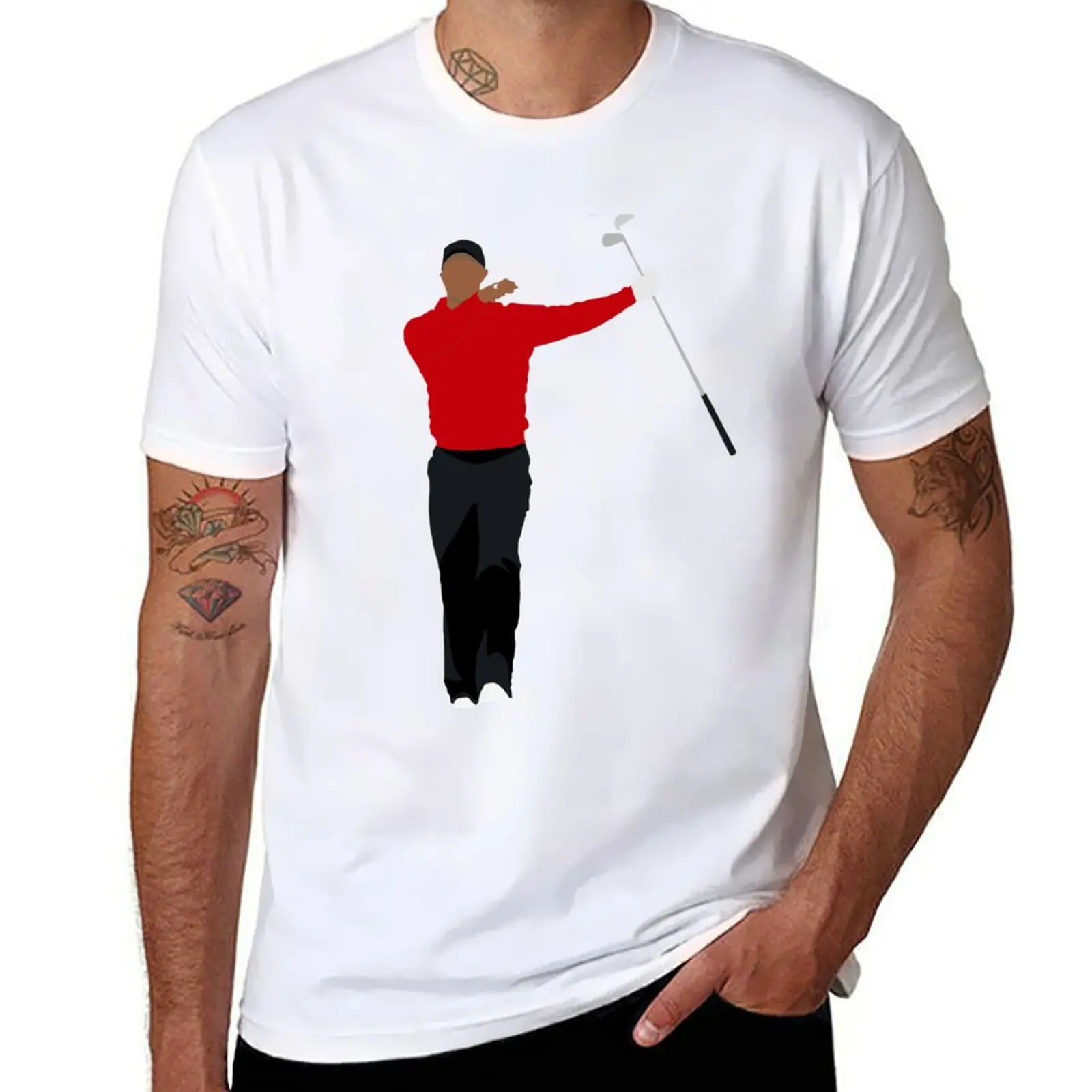 Tiger Sunday Red, Golf Clubs, Club Twirl, pga, Augusta, The Master, Win, Fist Pump, Golf, Golfer, Golfing, Golf Lover, F T-Shirt