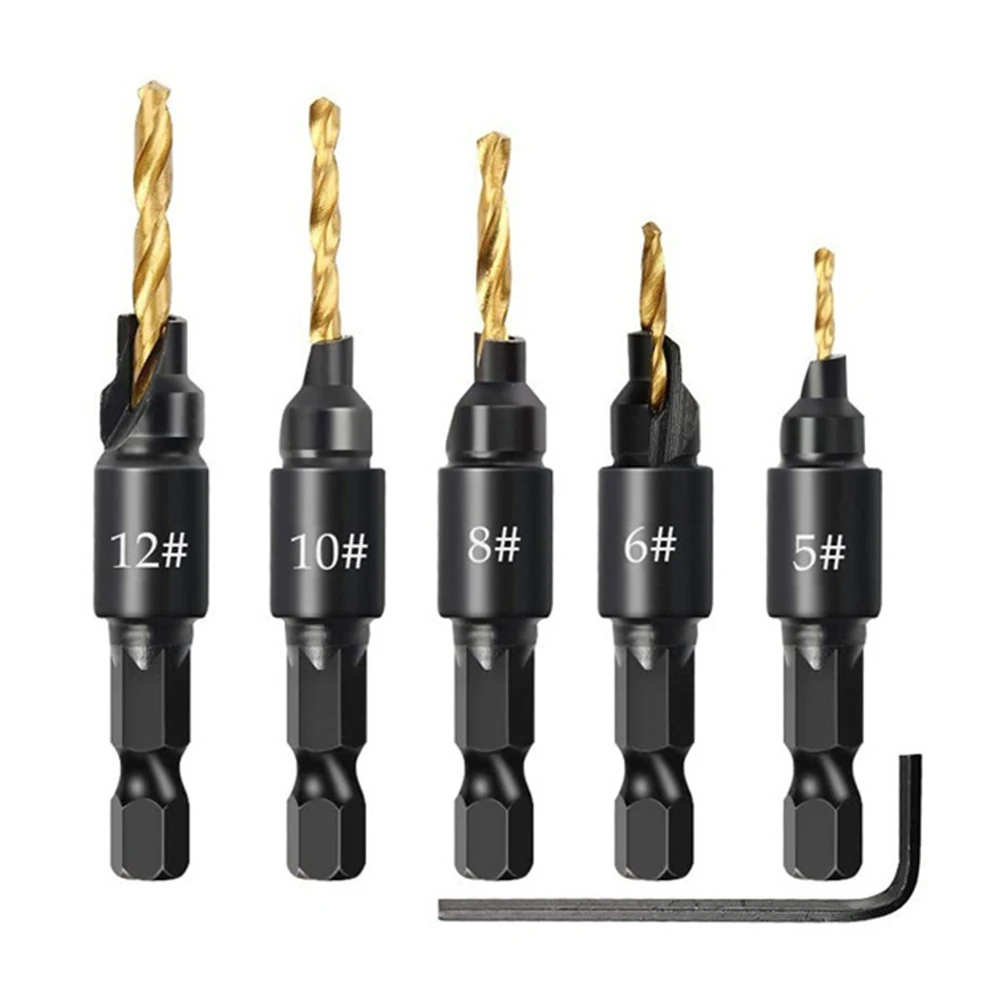 

10 pcs Countersink Drill Bits Set with 1/4 Hex Shank Designed for Quick and Efficient Woodworking Applications
