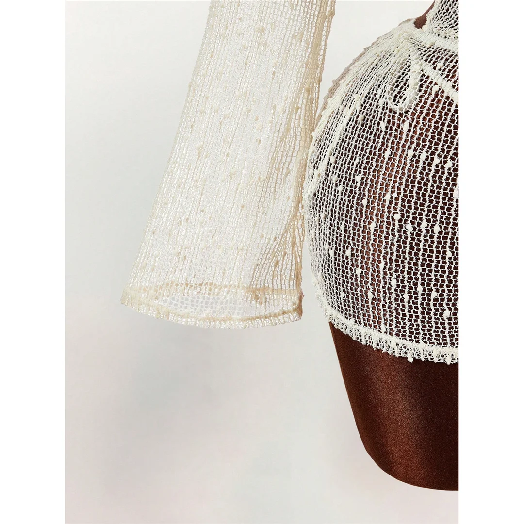Mit langen Ärmeln, als Überwurf, Neckholder-Bikini, Damen-Badeanzug, dreiteiliges Bikini-Set, Badebekleidung, Badeanzug, Modell V8397. – Detail 11