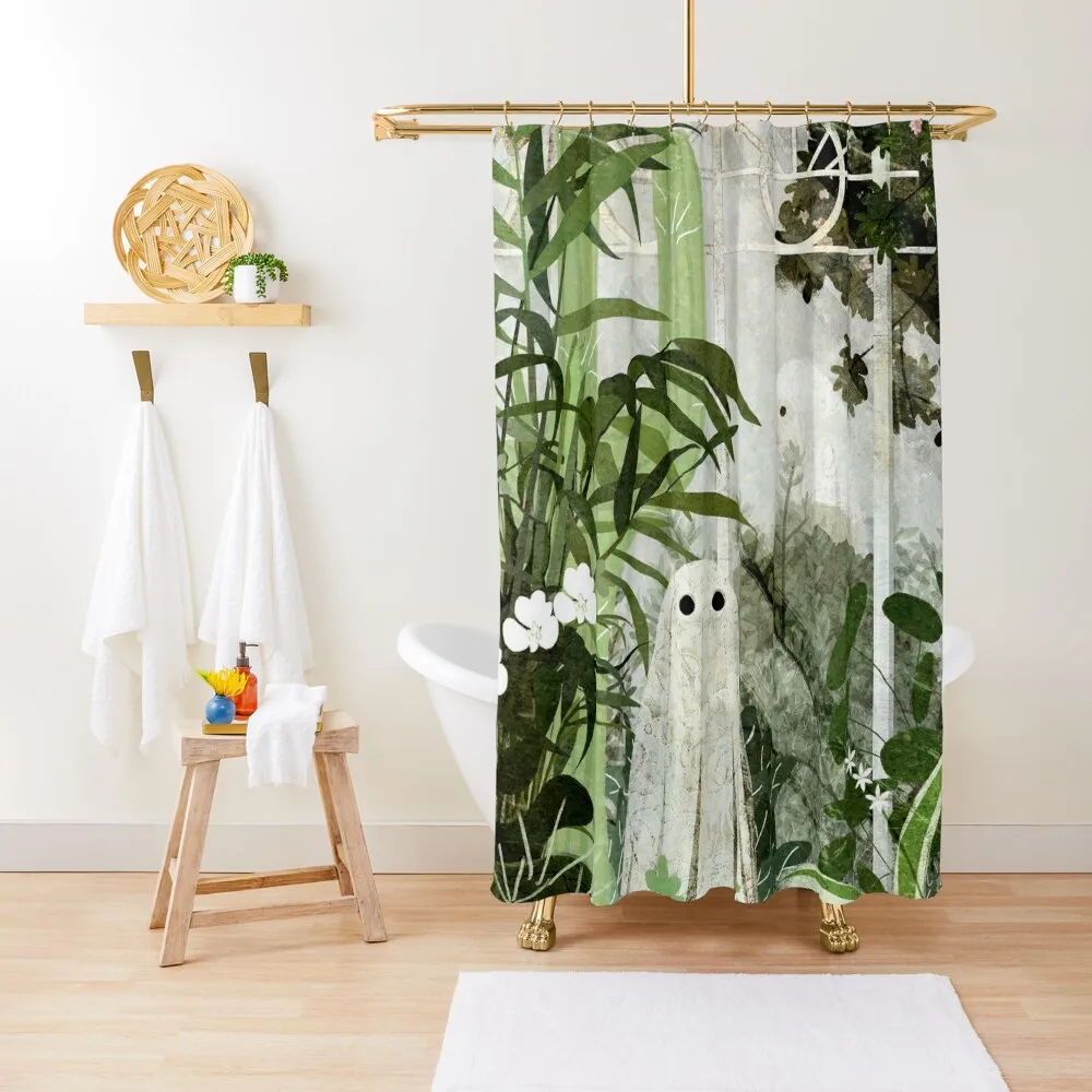 There's A Ghost in the Greenhouse Again Shower Curtain Window Bathroom Decor Curtain