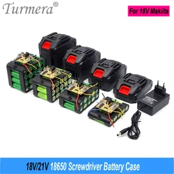 Turmera 18V 21V Screwdriver Battery Case 5X 10X 15X 20X 18650 Holder 5S 50A BMS Welded Nickel for 6Ah to 14Ah Electric Drill Use