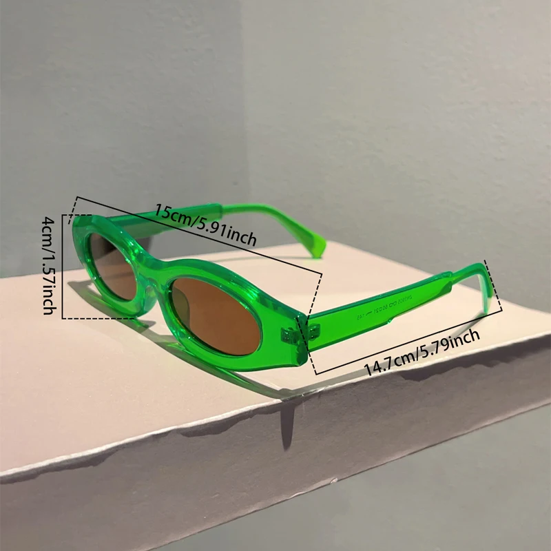 KAMMPT Oval Sunglasses 2024 New Fashion Vintage Candy Color Beach Vacation Shades Women Retro Vintage Brand Outdoor Sun Glasses