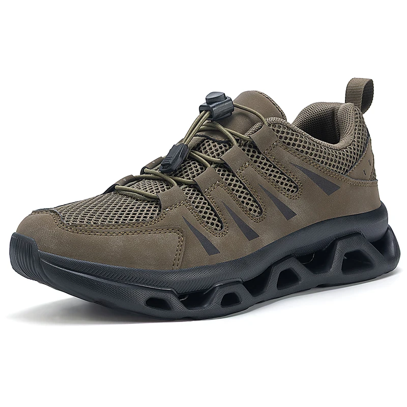 

Cushioning and Breathable Men Sneakers Outdoor Casual Sport Shoes Quick Shoelace Tying Shoes For Man Anti Slip and Lightweight