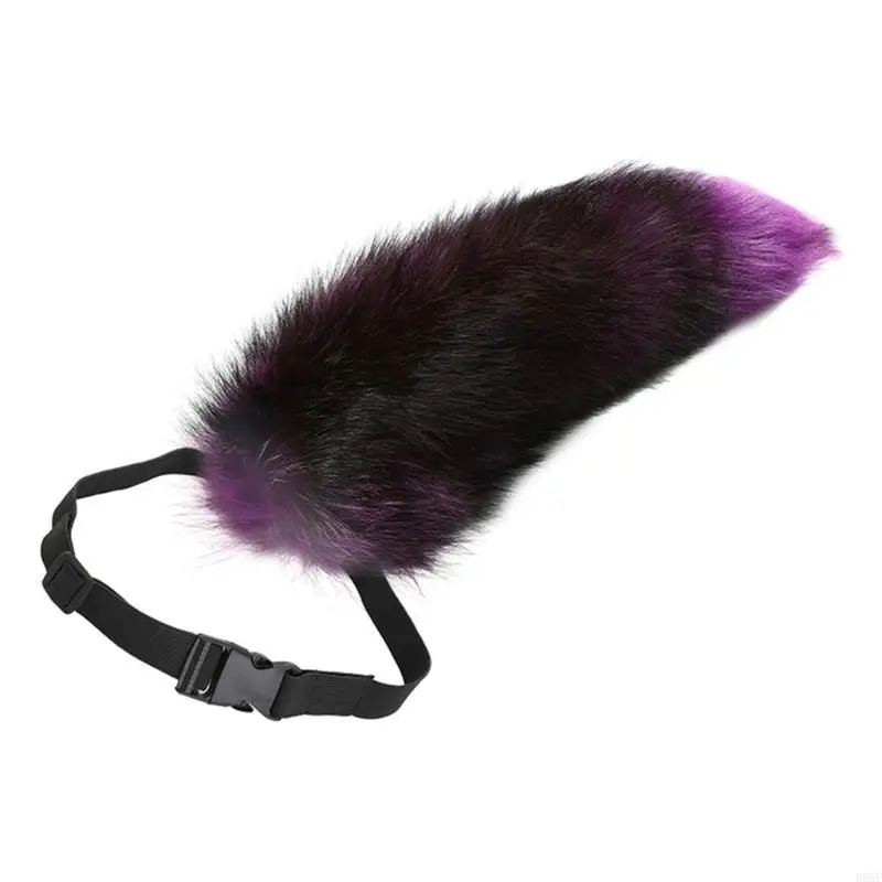 B95F Dekorasi Ekor Hewan Sabuk Dapat Disesuaikan Ekor Rubah Ekor Panjang Lembut untuk Halloween