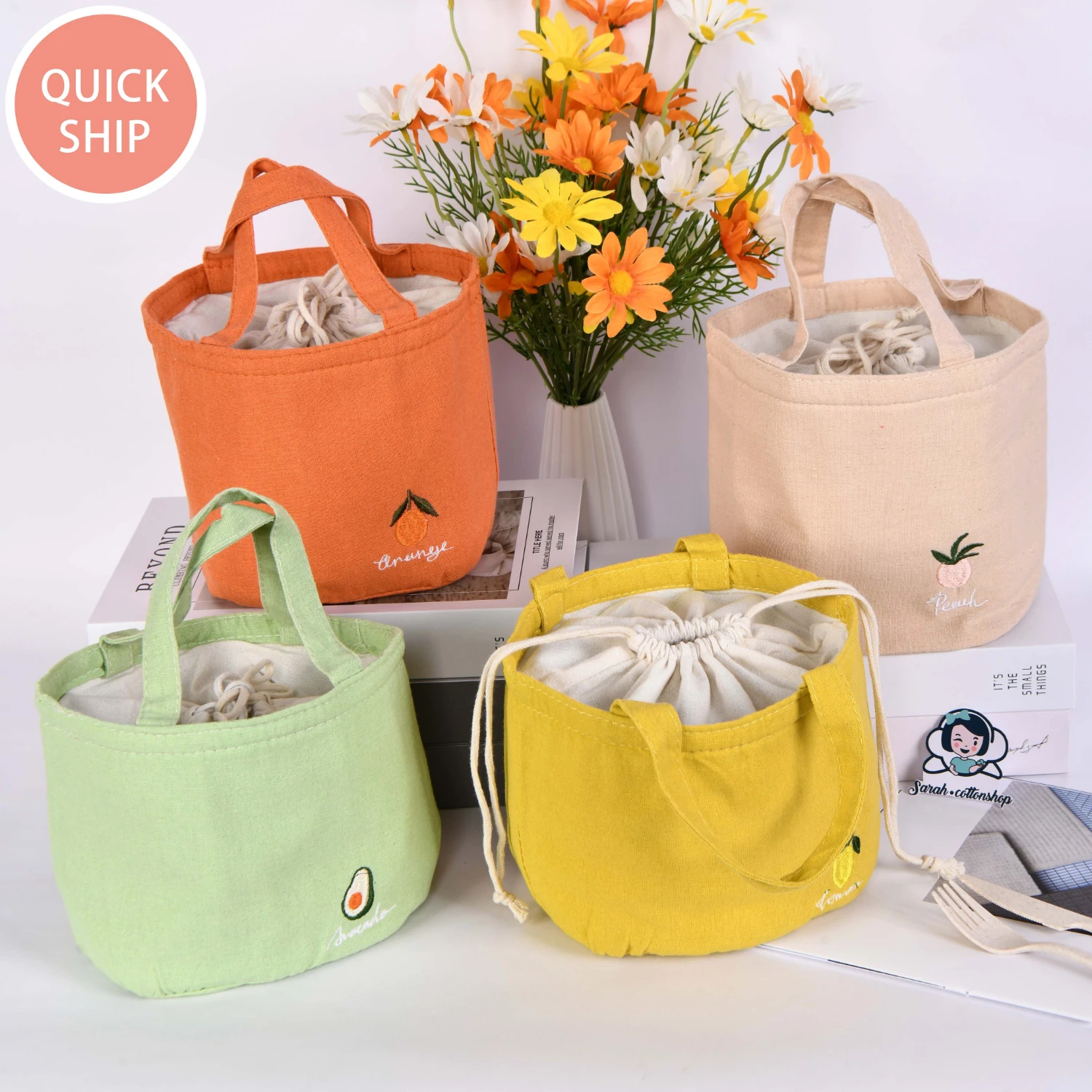Lunch Tote Bag, Fashion Drawstring Portable Lunch Box for Office School Travel Picnic