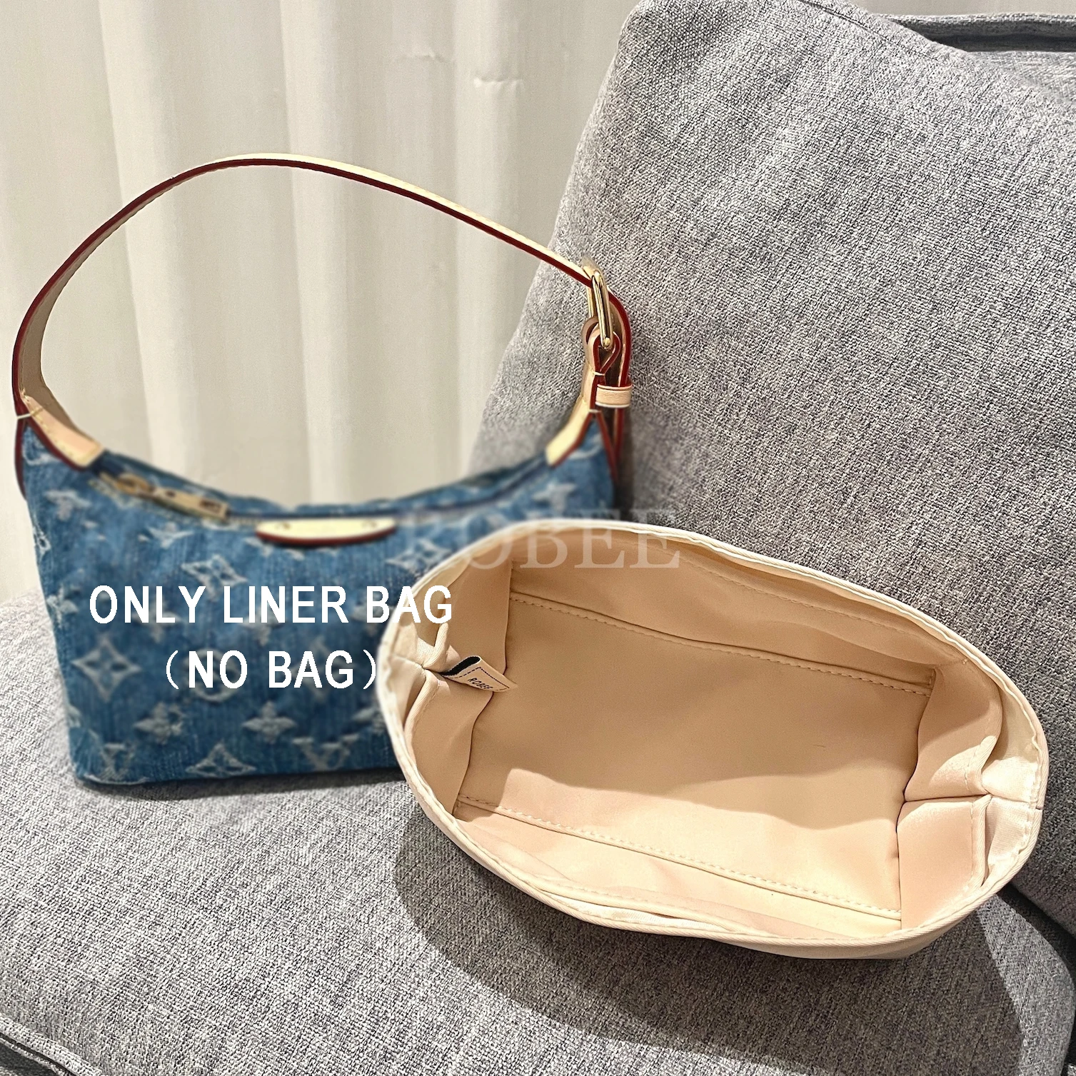 Rose ONLINE For LV denim lunch box bag, Hills Pochette inner bag, nylon waterproof storage and finishing