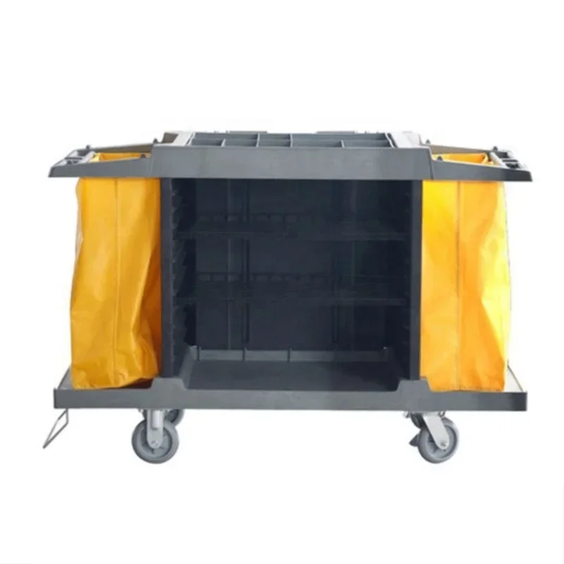 

2026 multifunction cheap price high quality plastic medical cart cleaning hotel housekeeping guest room service trolley for whol