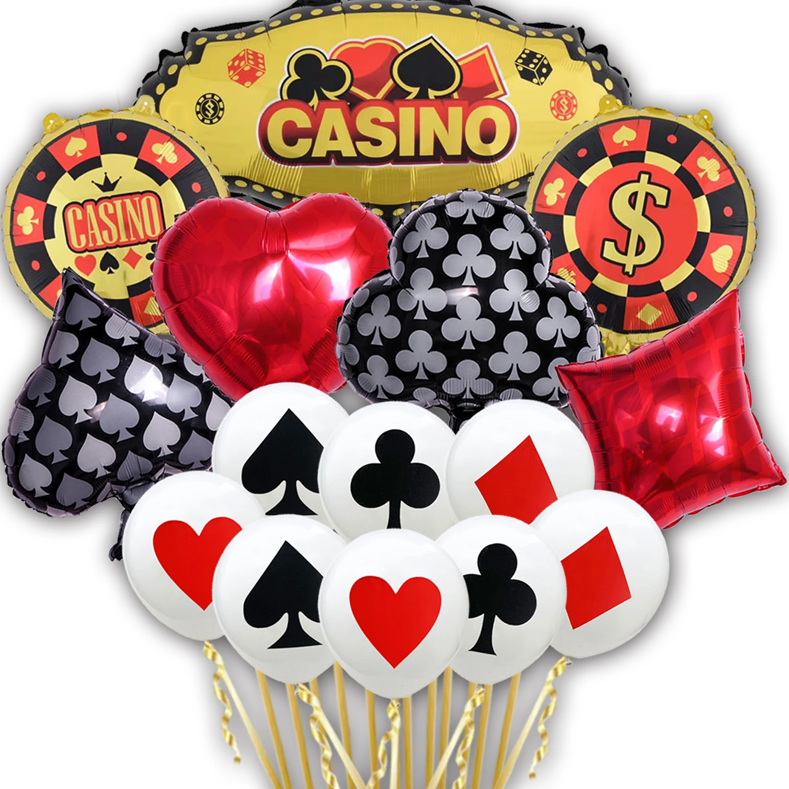 15PS Poker Casino Latex balloon aluminum foil balloons Wedding Christmas Party Baby Shower Birthday Decoration