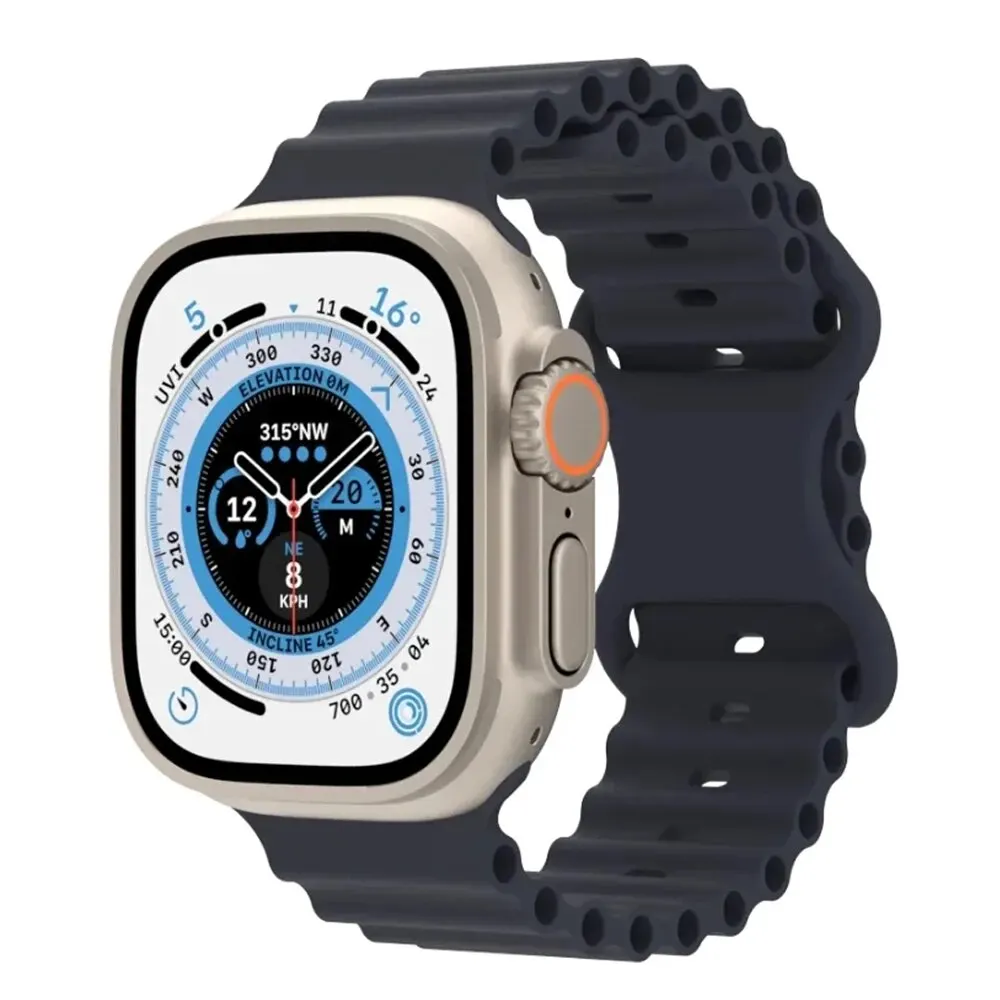 Silicone Ocean Strap for Apple Watch Ultra Band 49mm Bracelets for IWatch Series image 2