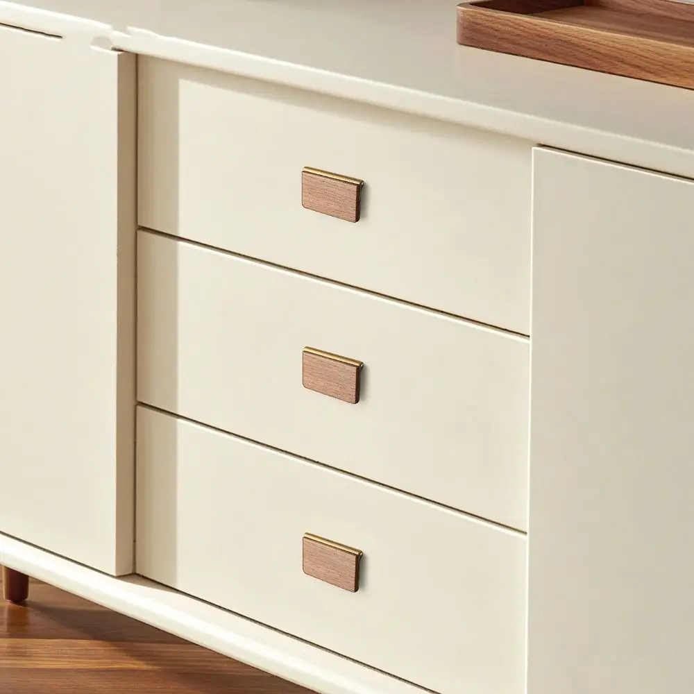 

Walnut Wood Flip Cover Pull Handle Modern Design Simple Style No Drilling Handle Flip Cover Mechanism Concealed Fastening