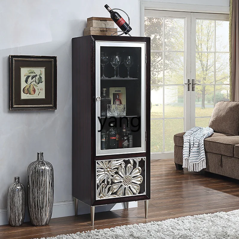 Lmm living room against the wall dining side cabinet solid wood wine cabinet living room large capacity locker