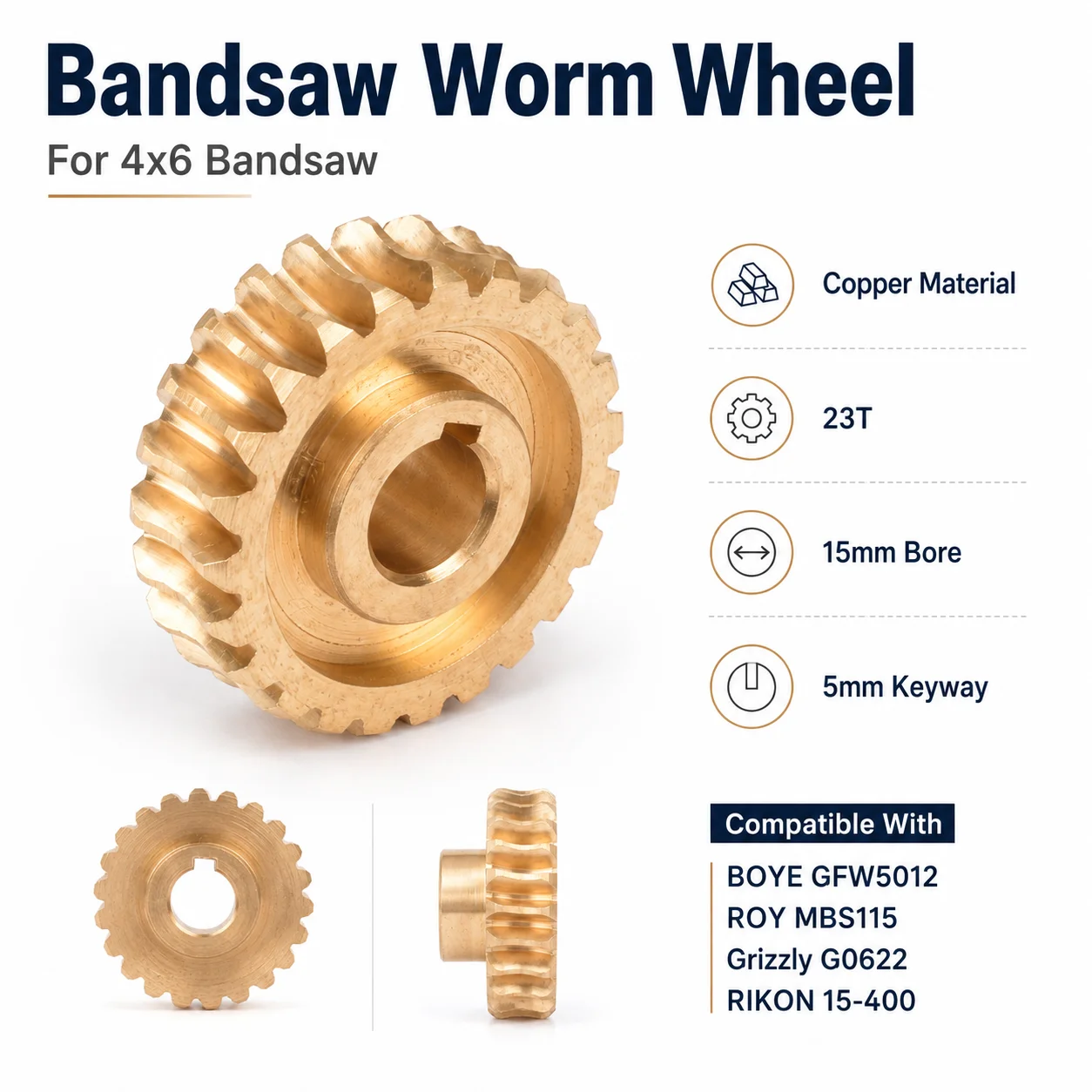 BOYE Transmission Gear 23T Copper Turbo Transmission Gear for GFW5012 ROY MBS115 Grizzly G0622 RIKON 15 400 4x6 Band Saw Parts