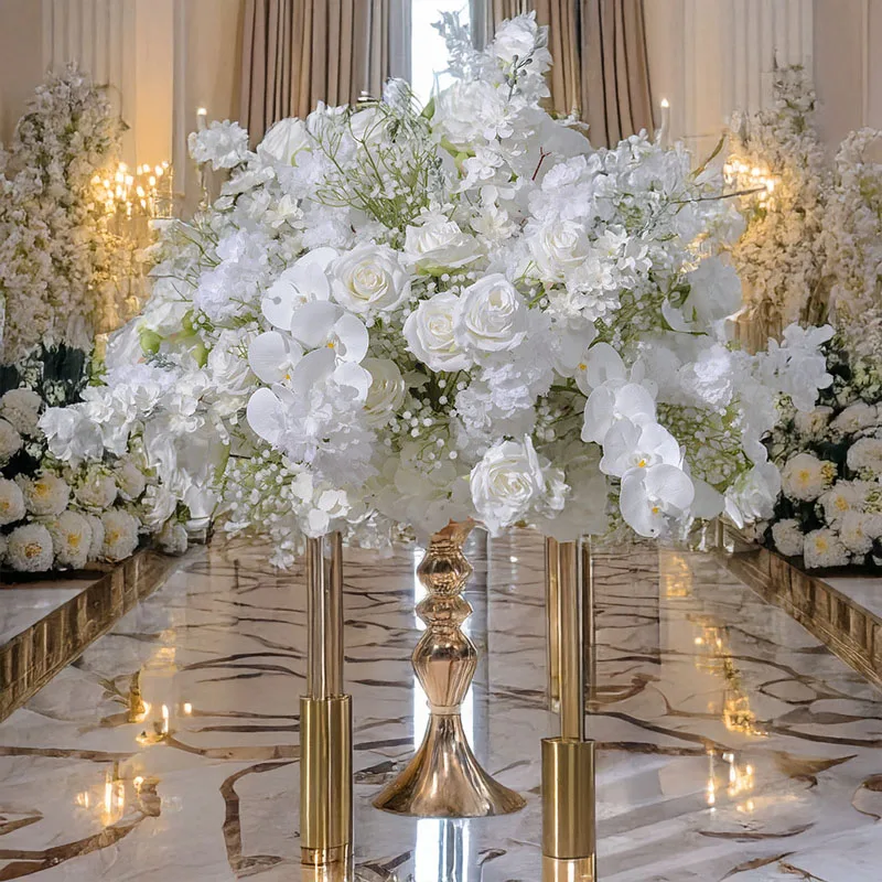 

DIA 40-80CM Soft Rubber Green Plant Rose Ball Wedding Decoration Geometric Road Guide Flower Showcase Floral Art
