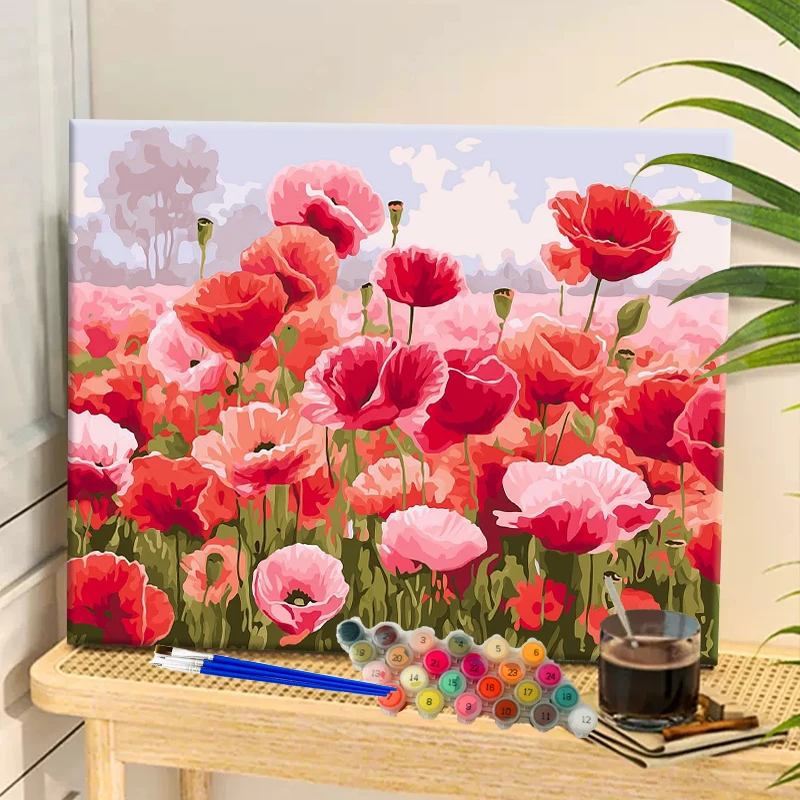 Painting By Numbers Flower Garden Acrylic Paint Canvas Dropshipping Portrait Family Children Photo Christmas gifts