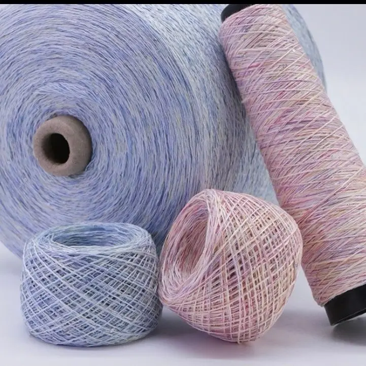 250g Genuine Tencel Linen Iridescent Sequin Lace Yarn Colorful Dopamine Fine Yarn Knitting Crochet Spring Summer