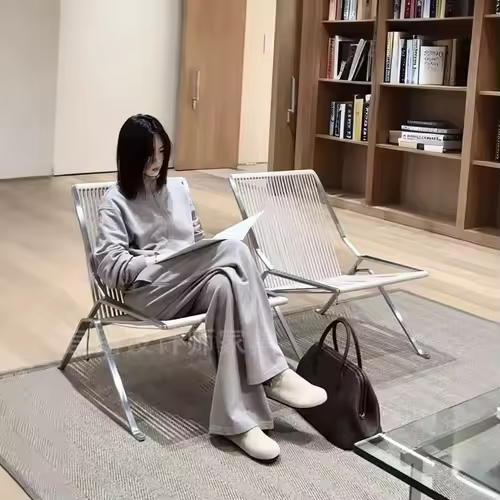 MOMO Bauhaus Single Lounge Chair Living Room Minimalist Rope Sofa Hotel Lounge Reception Chair Outdoor Woven Chair - Image 4