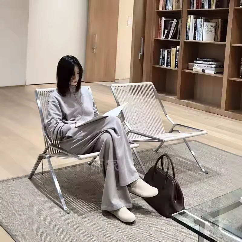 MOMO Bauhaus Single Lounge Chair Living Room Minimalist Rope Sofa Hotel Lounge Reception Chair Outdoor Woven Chair - Image 4