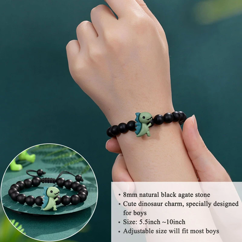 Dinosaur Bracelet for Son From Mom Dad, First Day of Shool Birthday Valentines Day Christmas Gifts for Little Boys