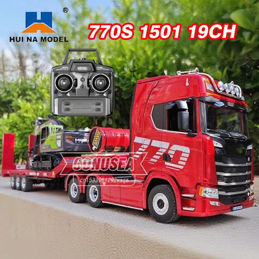 HUINA 1501 770S 1/18 Rc Truck Trailer Tractor Remote Control Car 19 Ch Rc Machine Engineering Cars On Radio Station Boy Toys